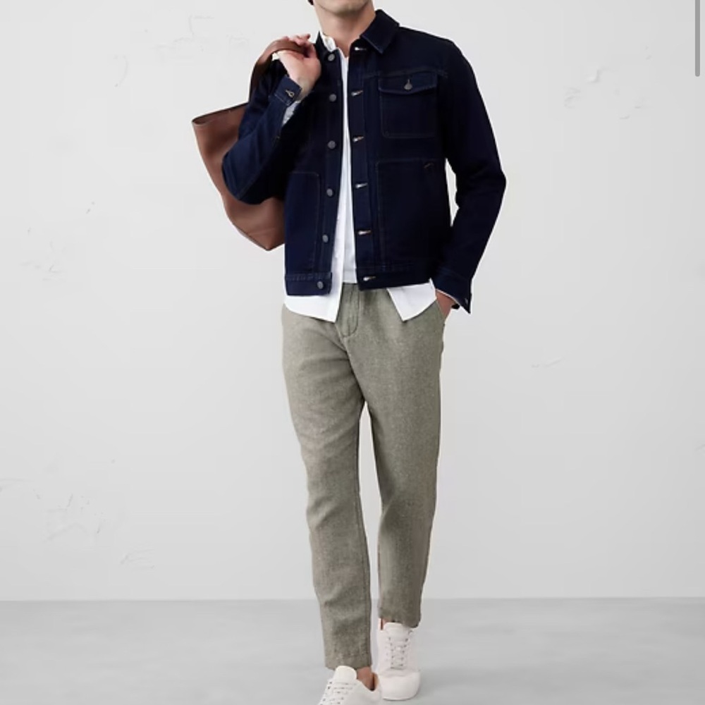 Men's Casual Wool-Blend Pants in Light Gray